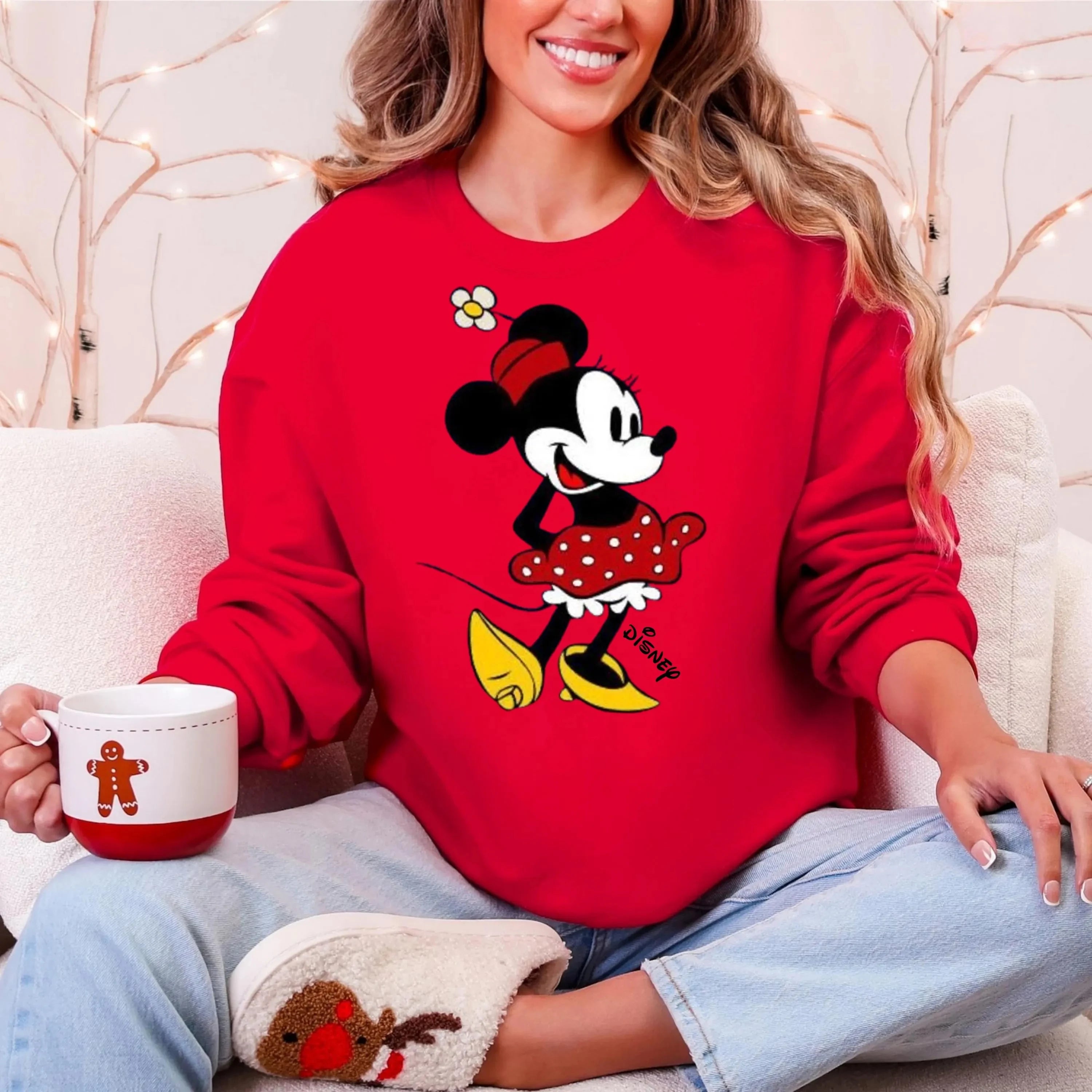 Sudadera vintage de Minnie Mouse de Disney para mujer, sudadera de lana para primavera y otoño, para el día a día y para cualquier ocasión