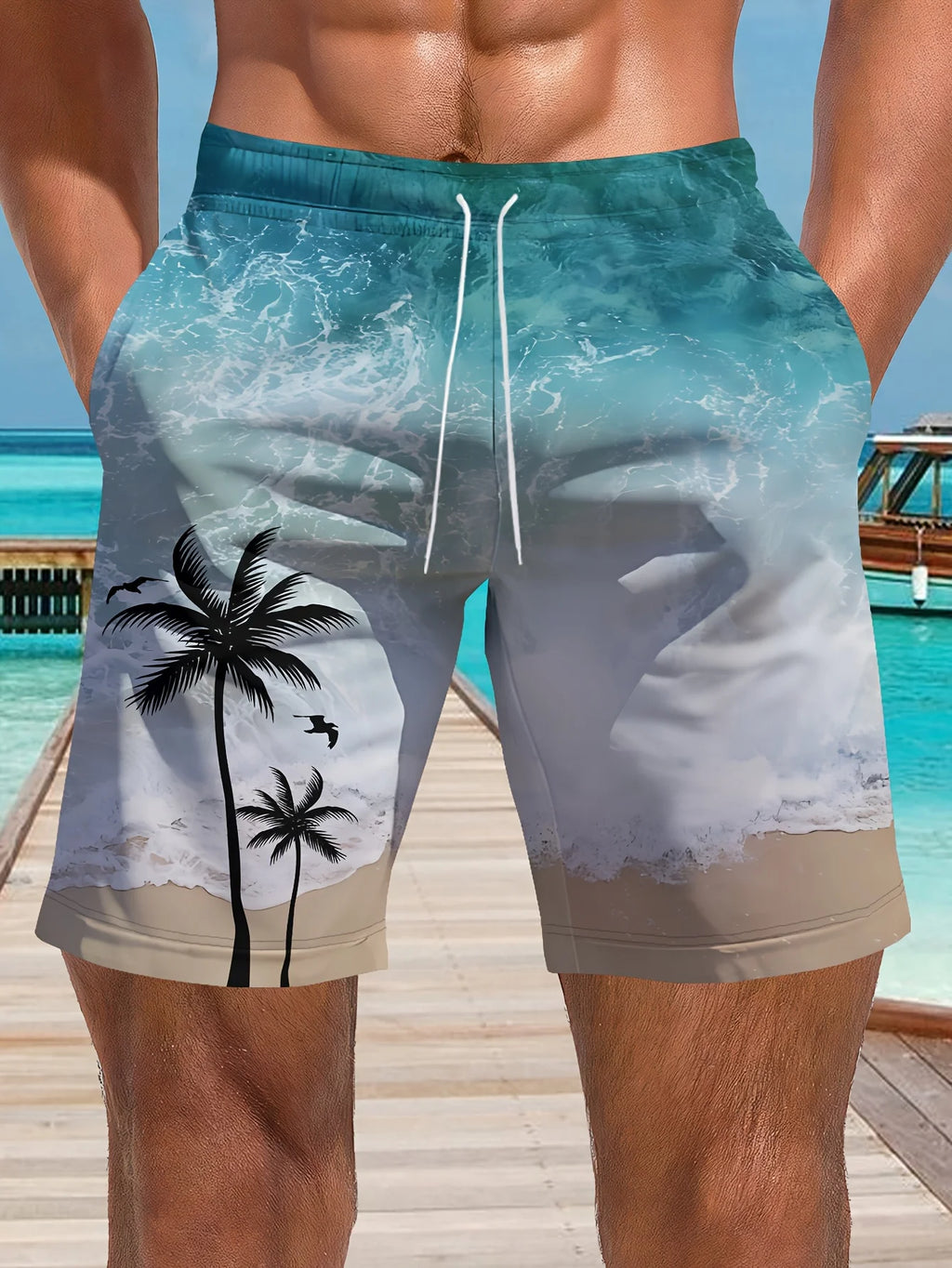 Shorts de Playa para Hombre con Estampado de Palmeras y Cocoteros, Nuevos Shorts de Verano para Vacaciones, Shorts Casuales Clásicos de Secado Rápido para Hombre