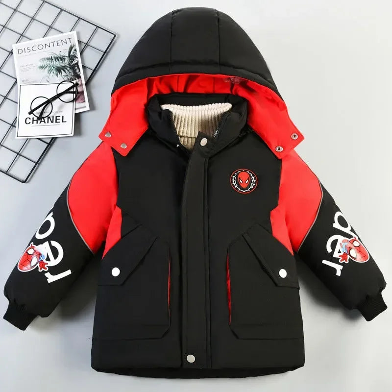 Nuevo abrigo de invierno para niños, ropa de moda para niños, ropa cálida y gruesa de algodón con capucha, prendas de vestir exteriores largas, chaquetas Parka para niños