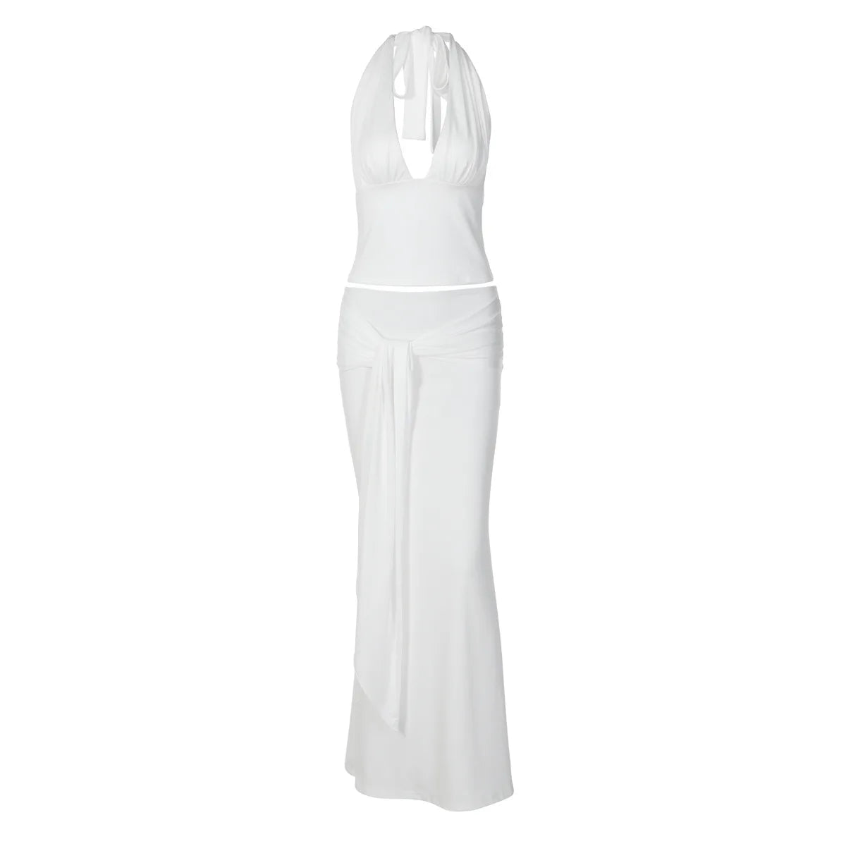 Conjunto de Vestido de 2 Piezas para Mujer Tuularose, Top Sexy con Cuello Halter y Falda con Tiras, Conjunto Elegante para Fiesta de Verano