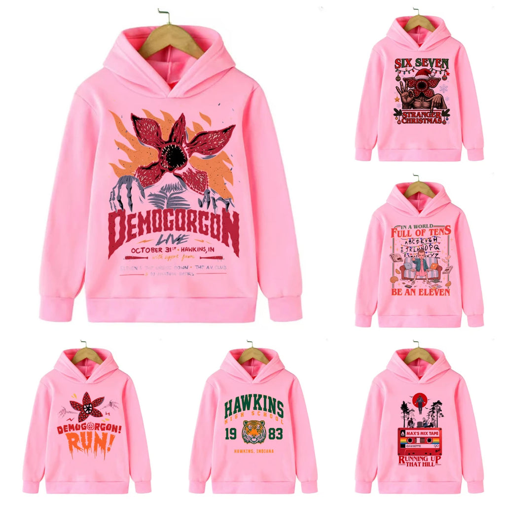 Eddie Munson Demogorgon Hawkins Cannibal Flower Sudadera con capucha Niños Dibujos animados Niños Niñas Niños Sudaderas