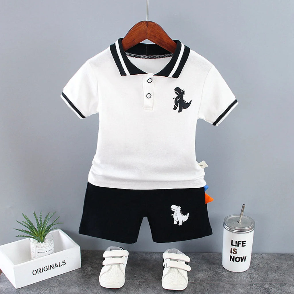 Nueva ropa de verano para bebés, camiseta de dibujos animados para niños, pantalones cortos, 2 unids/set, conjunto de ropa para niños, disfraz informal infantil, chándales para niños pequeños