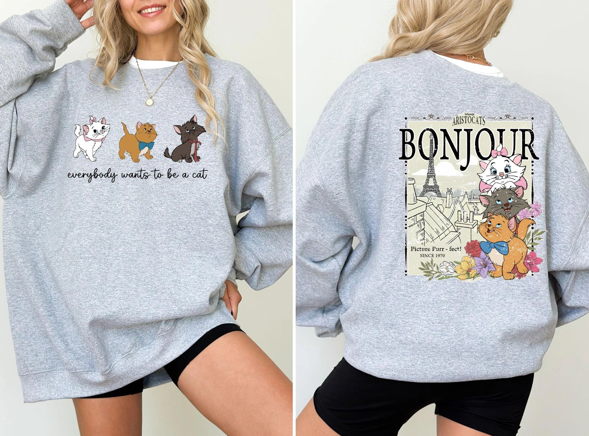 Todo el mundo quiere ser un sudadera de gato, sudadera de gatos de Disney, sudadera de los Aristogatos de Disney, suéter de Aristogatos Marie Cat