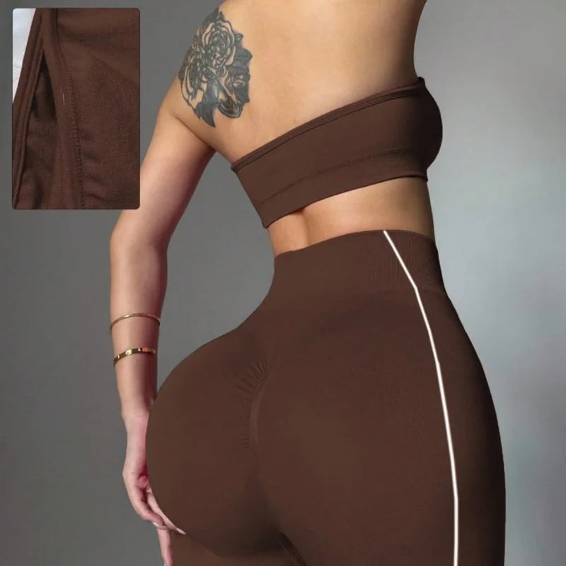 Conjunto Deportivo de 2 Piezas para Mujer: Sujetador Deportivo sin Tirantes y Leggings de Yoga de Cintura Alta con Relleno para Entrenamiento, Fitness y Gimnasio
