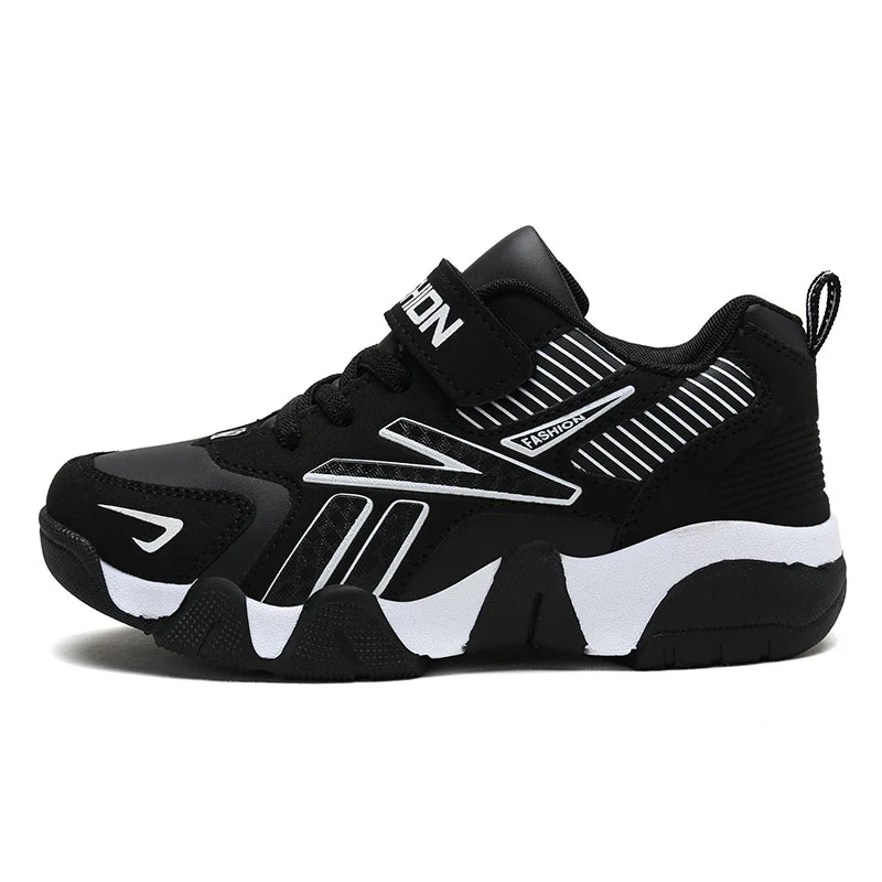 Zapatillas de deporte de moda para niños, zapatos de tenis cómodos de cuero para correr, zapatos deportivos ligeros para caminar al aire libre para niños
