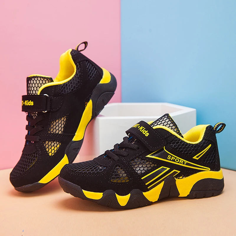 Zapatos de tenis para niños, zapatos planos de malla transpirables y cómodos para deportes al aire libre, zapatillas de deporte de verano a la moda para niños