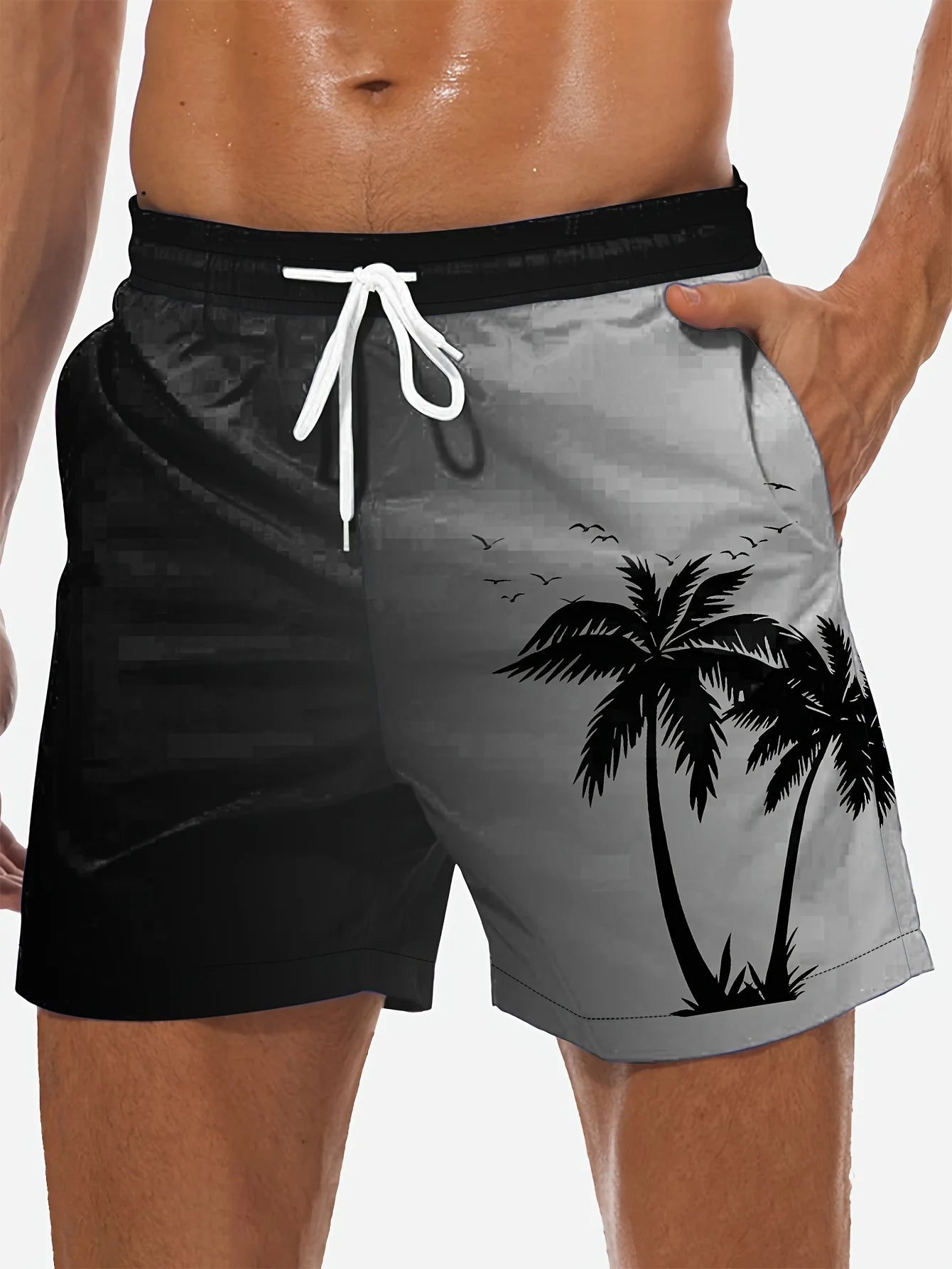 Pantalón Corto 3D Árbol de Coco Hombre | Bañador Playa Suelto Secado Rápido