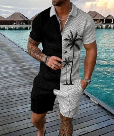 Chándal 3D Hombre | Polo Cremallera + Pantalón Corto Verano