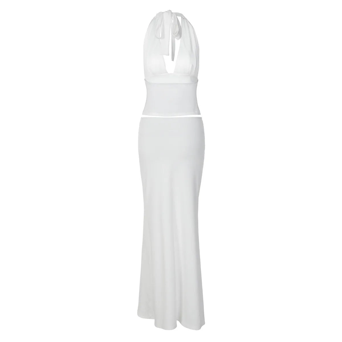 Conjunto de Vestido de 2 Piezas para Mujer Tuularose, Top Sexy con Cuello Halter y Falda con Tiras, Conjunto Elegante para Fiesta de Verano