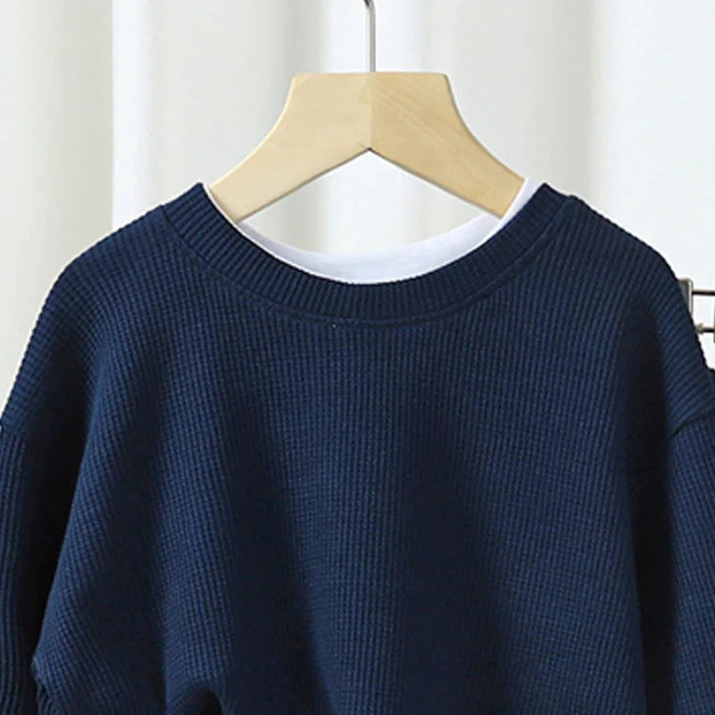 Conjuntos informales de gofres para niños y niñas, Trajes clásicos de manga larga, Top + Pantalones de moda, trajes de 2 piezas, otoño y primavera