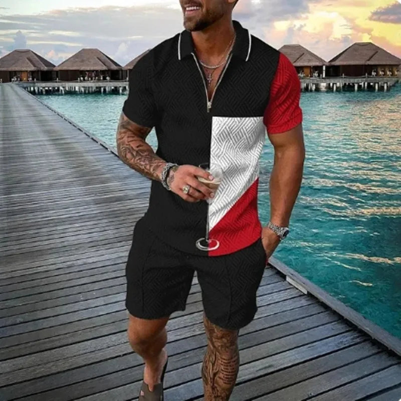 Chándal 3D Hombre | Polo Cremallera + Pantalón Corto Verano