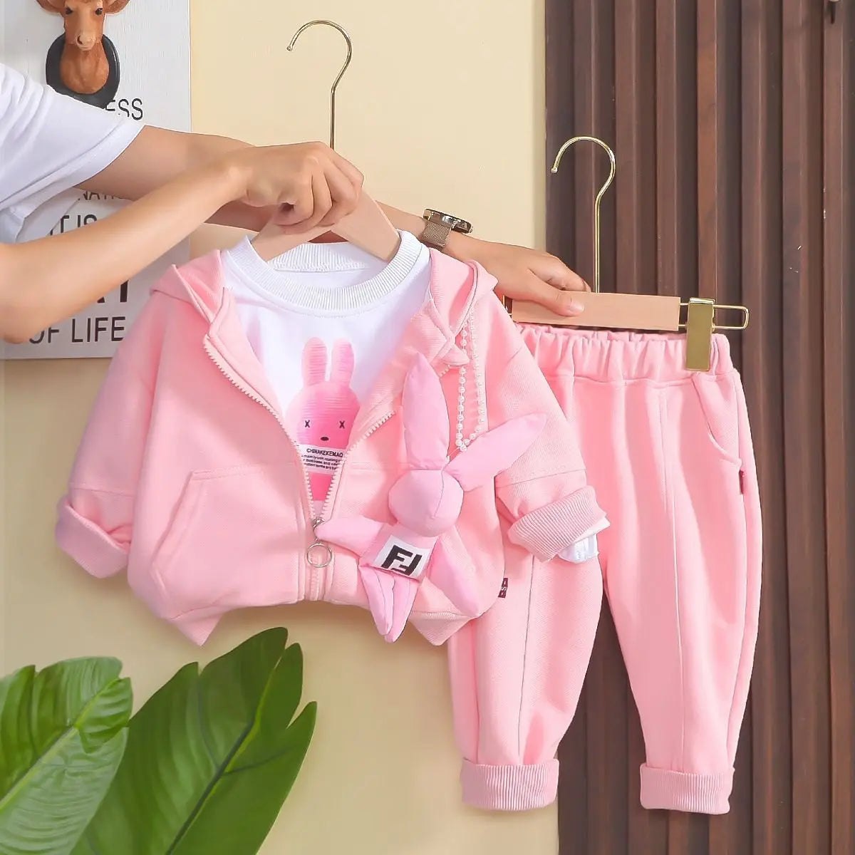 Conjunto Bebé Niña 3 Piezas - Abrigo + Camiseta + Pantalón