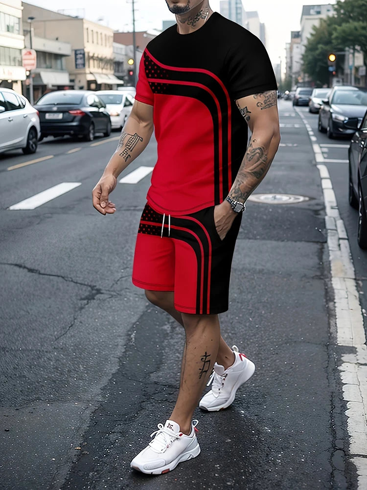 Camisetas de verano al aire libre de moda de calle para hombre Casual diario pantalones cortos deportivos para Hombre Camisetas y conjuntos de pantalones cortos con cordón para hombre