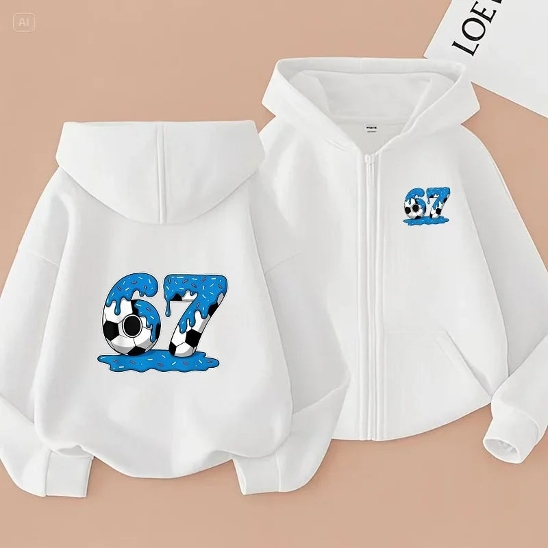 Camisa infantil con cremallera de diseño moderno y creativo para deportes de interior y exterior.