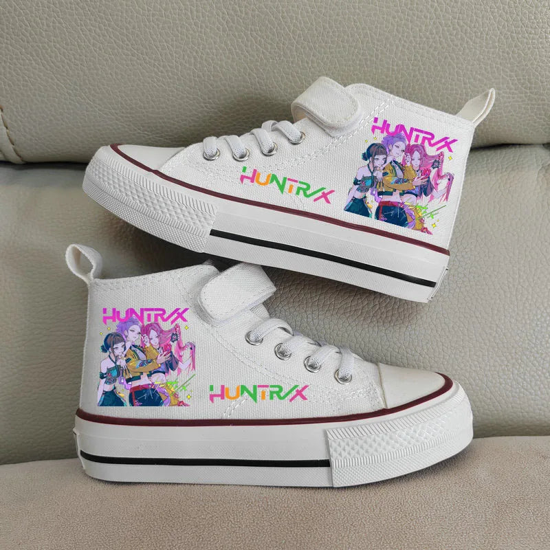 Kpop Demon Hunter zapatos de lona para niños, zapatillas altas para niñas, zapatos deportivos transpirables, zapatos de tenis para correr al aire libre para estudiantes