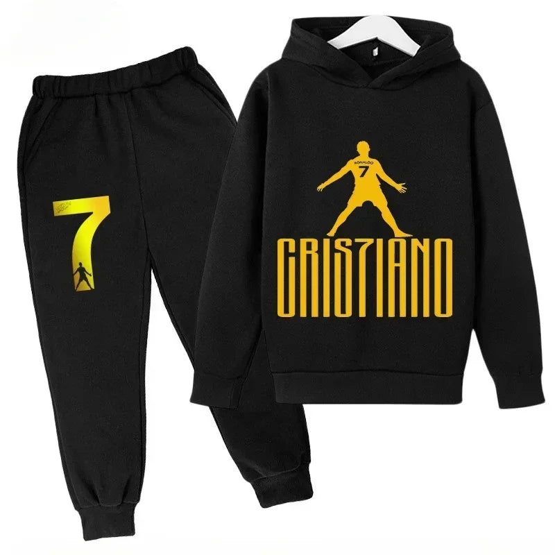 Chándal de Secado Rápido CR7 para Niños de 7 a 13 Años, Ronaldo 7 #   Conjunto Deportivo Estampado, Ropa Deportiva Transpirable, Ropa Infantil de Boutique