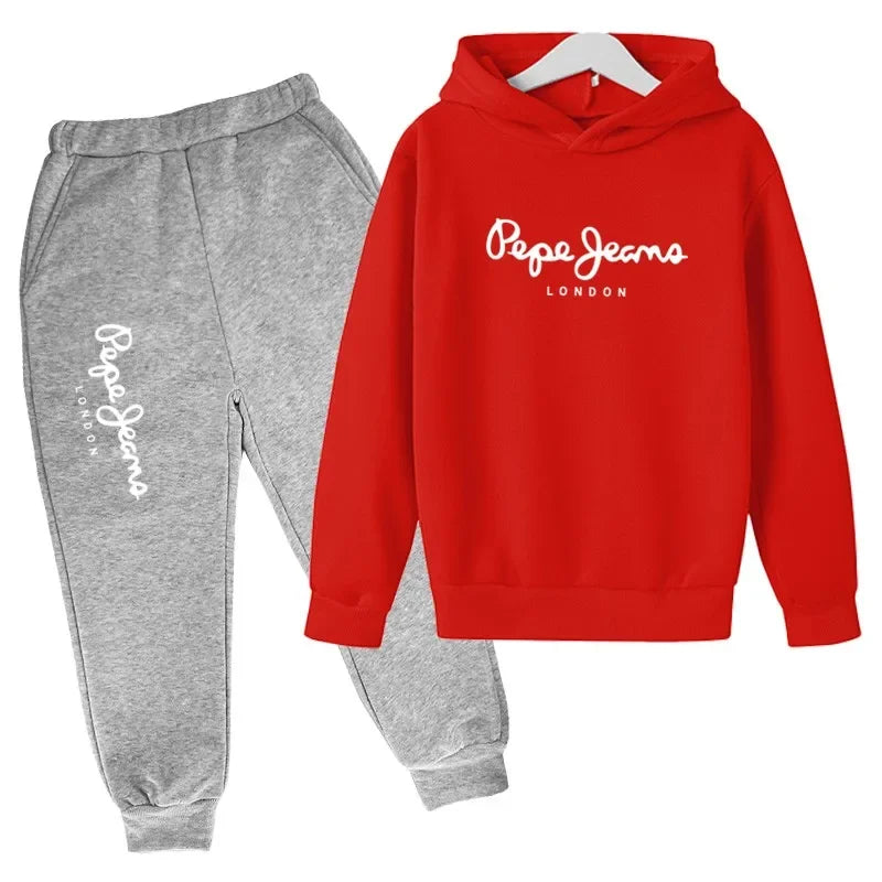 Ocio estampado de letras 2 uds Sudadera con capucha + Pantalones chándales 3-13 años niños niñas primavera otoño trajes ropa de calle ropa para niños