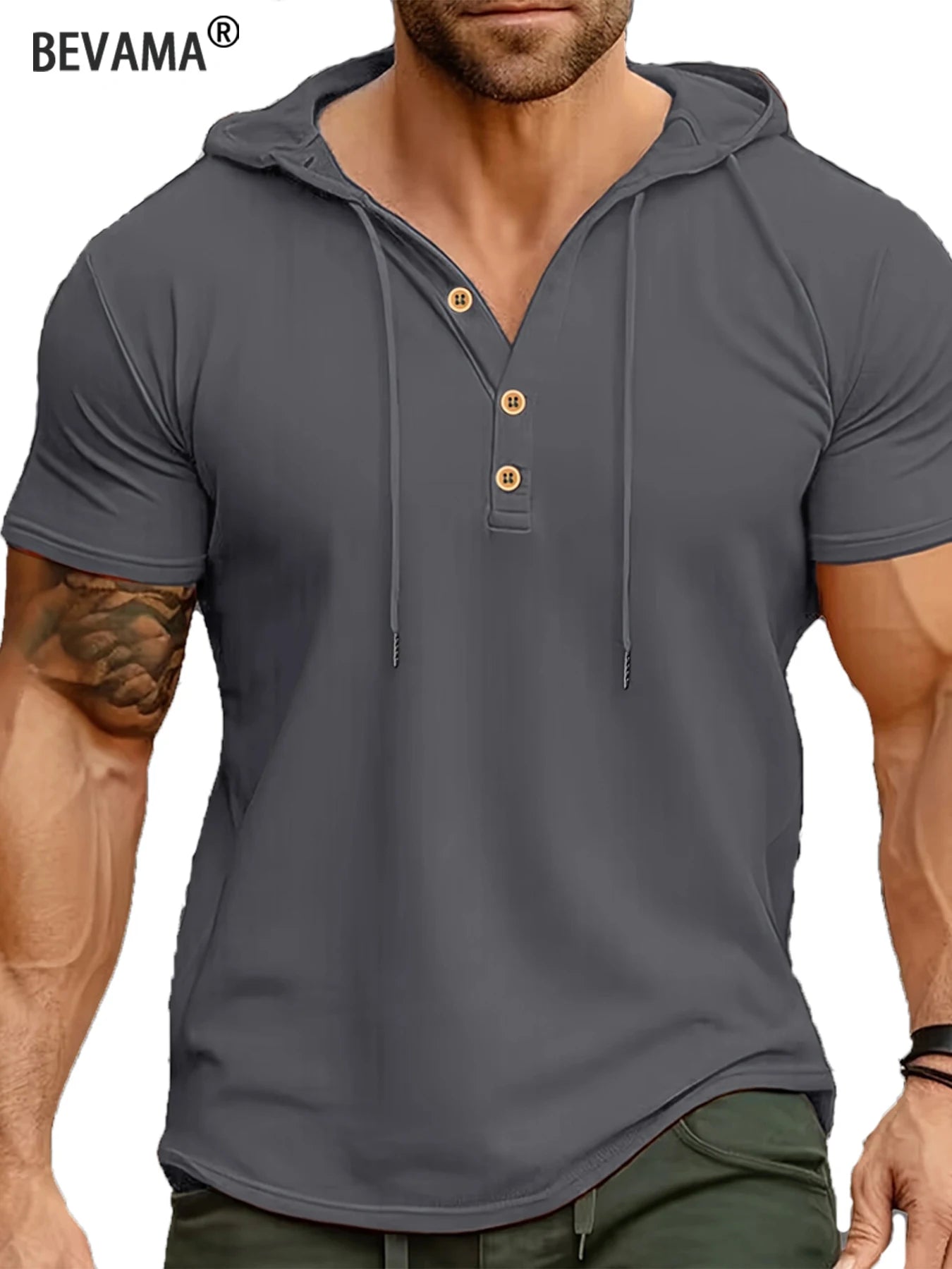 Camiseta ajustada de verano para hombre, camisetas de manga corta con capucha para Fitness, Sudadera con capucha ligera para hombre, camisetas deportivas transpirables para Fitness