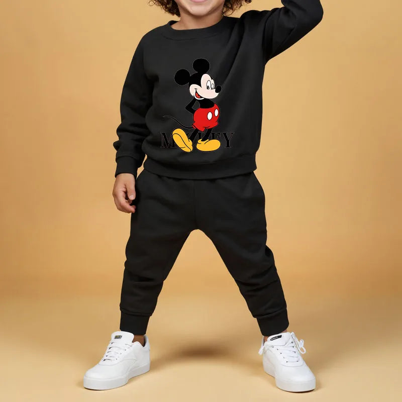 Conjuntos de sudaderas con capucha de manga larga para niños de Disney, jersey y pantalones de invierno, traje de dos piezas, sudadera informal para niños