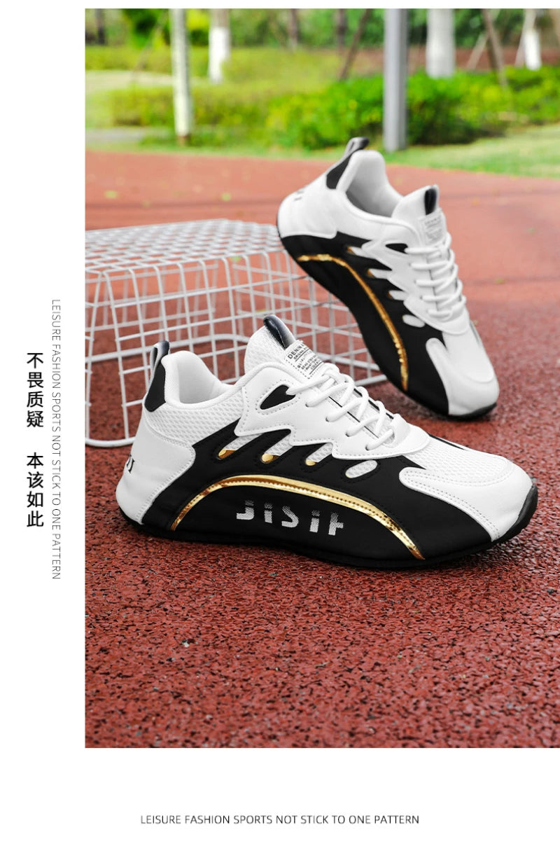 Zapatillas de deporte de malla transpirable rojas y blancas para hombre, zapatos para correr informales a la moda, zapatillas deportivas ligeras antideslizantes para uso diario
