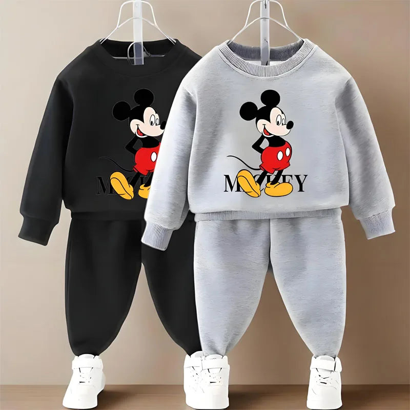 Conjuntos de sudaderas con capucha de manga larga para niños de Disney, jersey y pantalones de invierno, traje de dos piezas, sudadera informal para niños