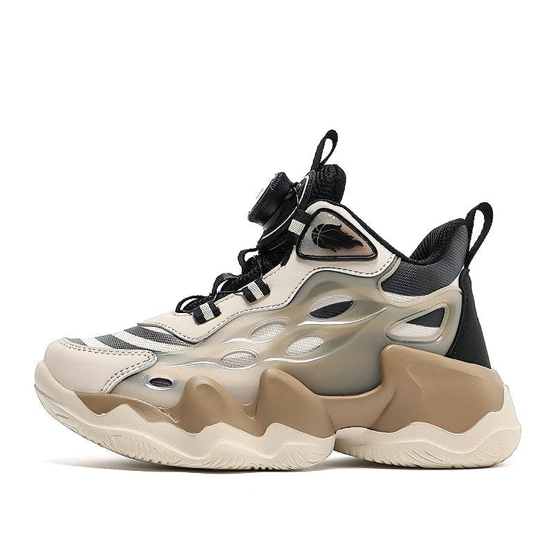 Zapatillas de baloncesto para niños, zapatillas de baloncesto de moda transpirables de malla para adiestramiento al aire libre, antideslizantes, resistentes al desgaste