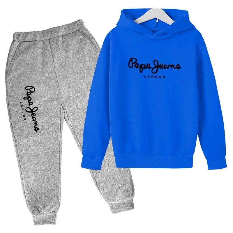 Ocio estampado de letras 2 uds Sudadera con capucha + Pantalones chándales 3-13 años niños niñas primavera otoño trajes ropa de calle ropa para niños