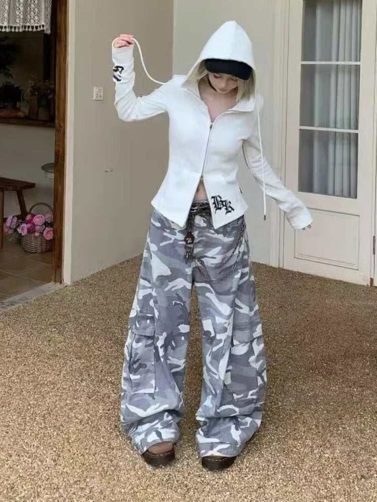 Cárdigan de manga larga con estampado de letras Vintage para mujer, Sudadera con capucha ajustada elegante Hepburn con cremallera, trajes finos con capucha para otoño