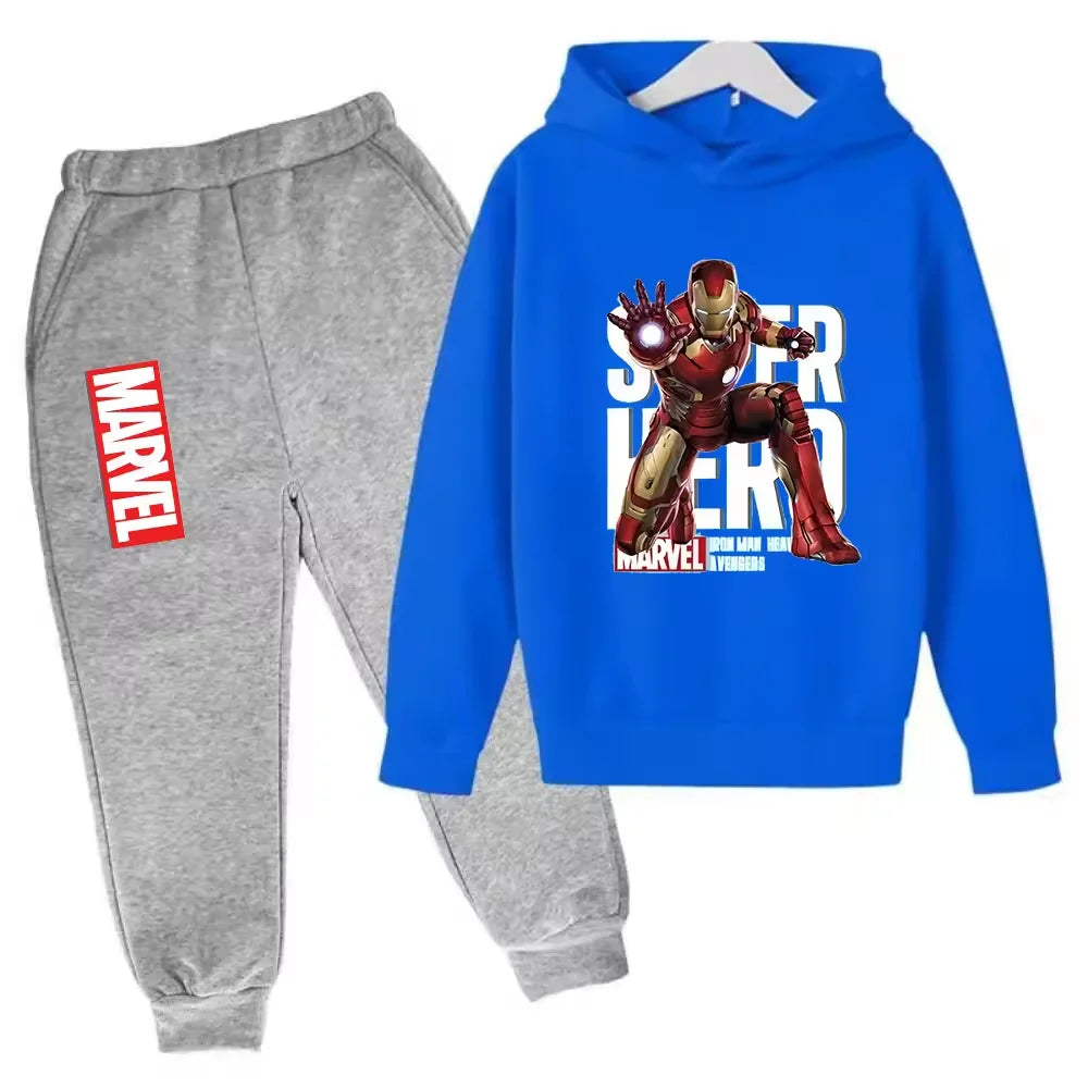 Sudadera con capucha de superhéroe de Marvel para niños, traje con capucha de Hulk para niños, traje de Iron Man para niños y niñas, conjunto de sudadera de otoño e invierno