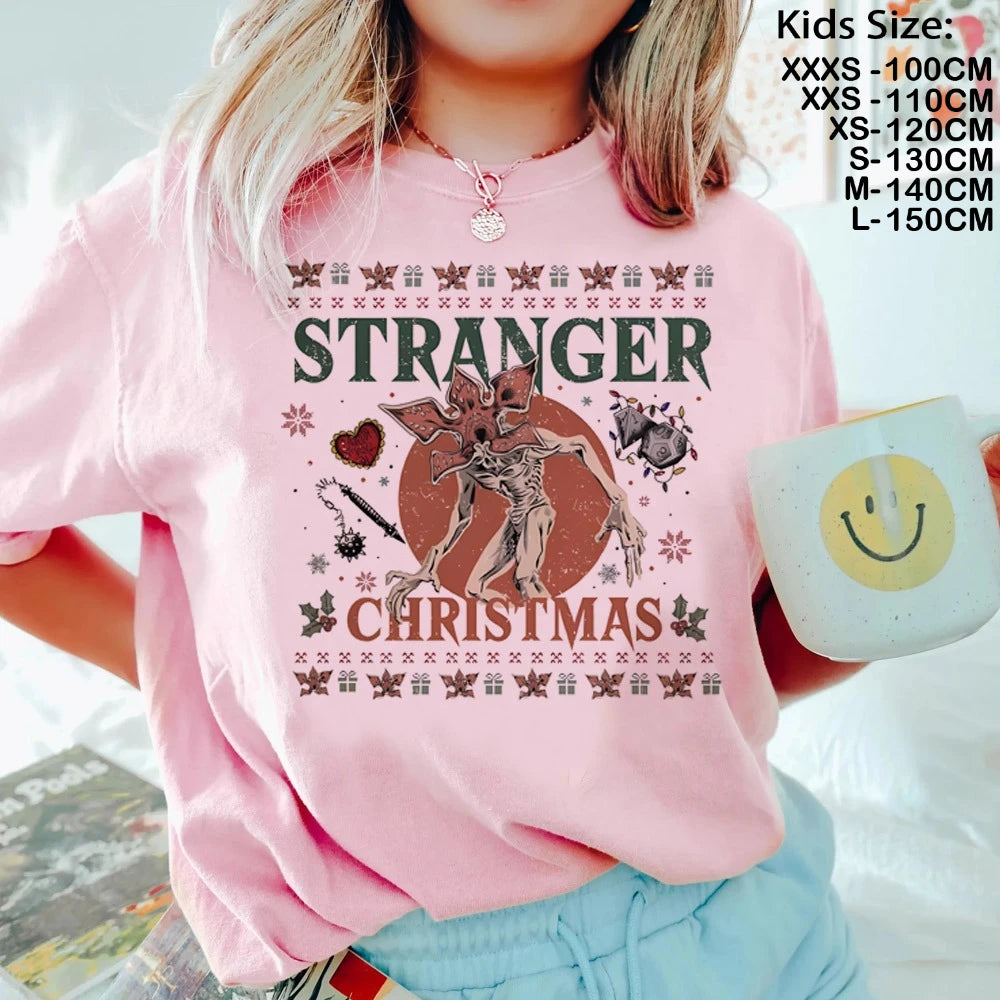 Camiseta Running Up That Hill para niños, camiseta de manga corta The Demogorgon para niños, camisetas informales holgadas con estampado con dibujo para niñas y niños