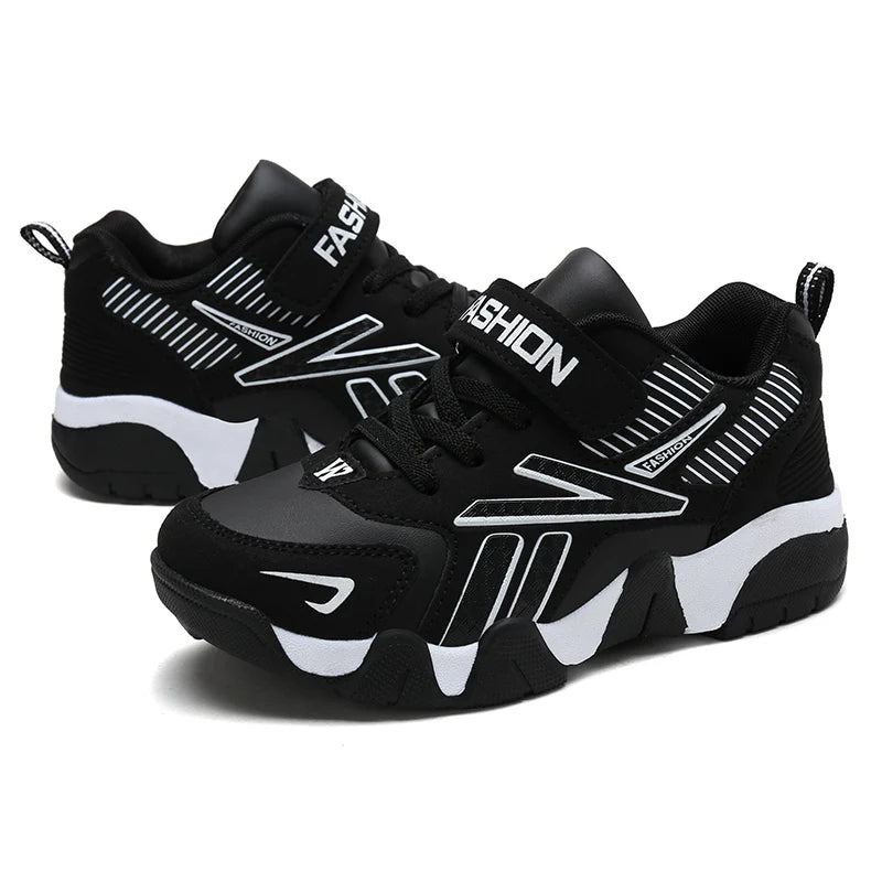Zapatillas de deporte de moda para niños, zapatos de tenis cómodos de cuero para correr, zapatos deportivos ligeros para caminar al aire libre para niños