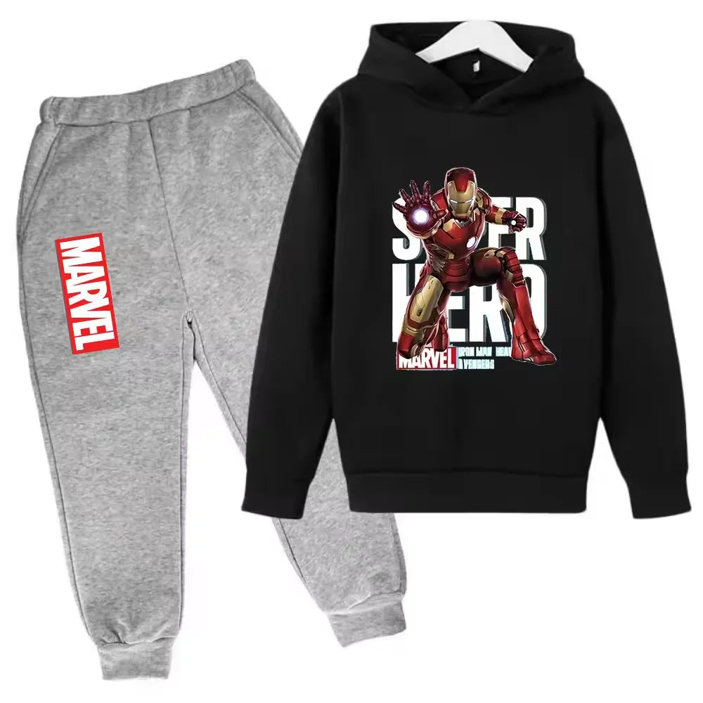 Sudadera con capucha de superhéroe de Marvel para niños, traje con capucha de Hulk para niños, traje de Iron Man para niños y niñas, conjunto de sudadera de otoño e invierno