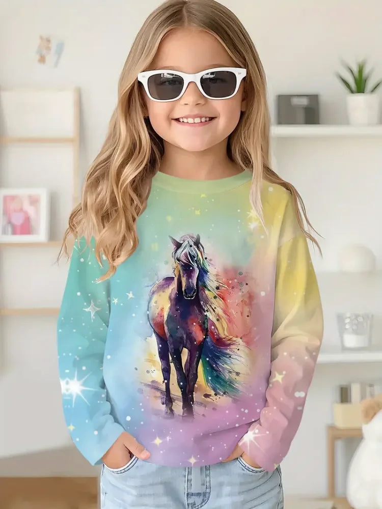 Camiseta de capibala de animales de dibujos animados, camisetas con cuello redondo, camiseta de moda de manga larga, ropa para niños y niñas de 7 a 8 años, ropa para niños