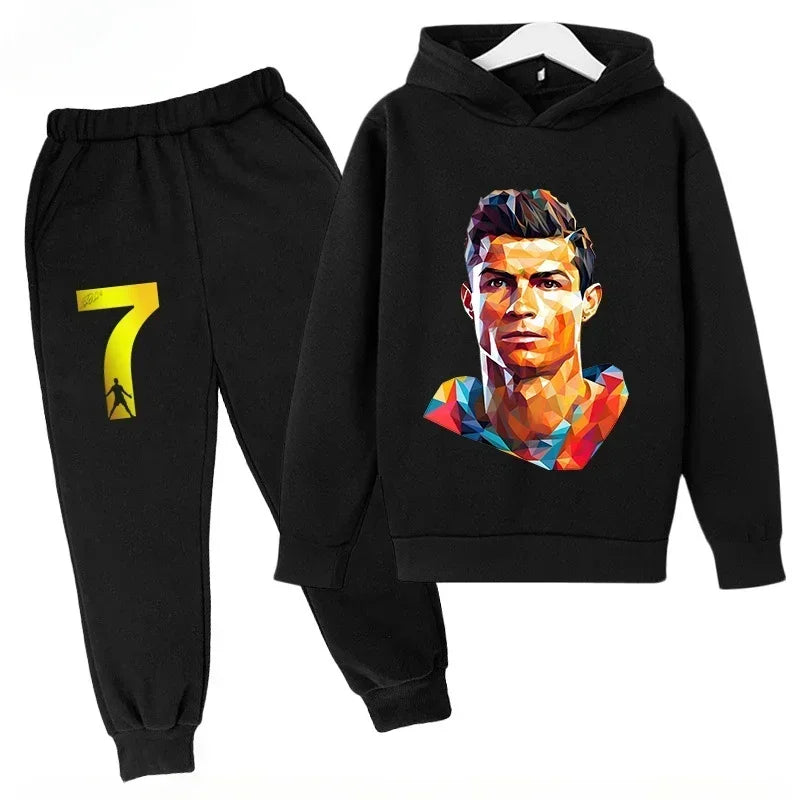 Chándal de Secado Rápido CR7 para Niños de 7 a 13 Años, Ronaldo 7 #   Conjunto Deportivo Estampado, Ropa Deportiva Transpirable, Ropa Infantil de Boutique