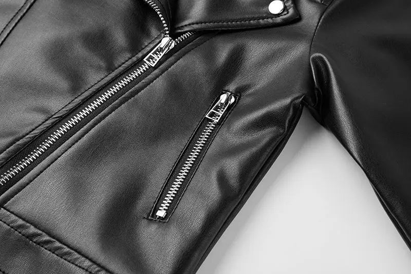 Chaqueta Cuero PU Niños - Estilo Motocicleta Primavera