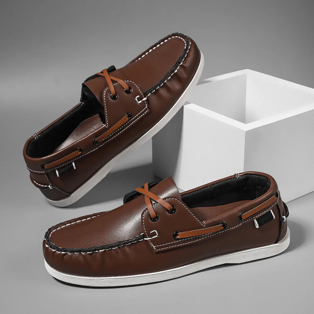 Zapatos mocasines con punta delantal de moda para hombre, cómodos antideslizantes para caminar al aire libre, viajar, primavera y verano