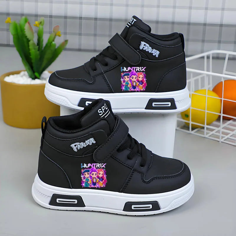 Nuevas zapatillas Kpop Demon Hunter para niños, zapatillas altas para niñas, zapatos blancos de otoño, zapatillas informales para correr, Tenis de suela blanda antideslizantes