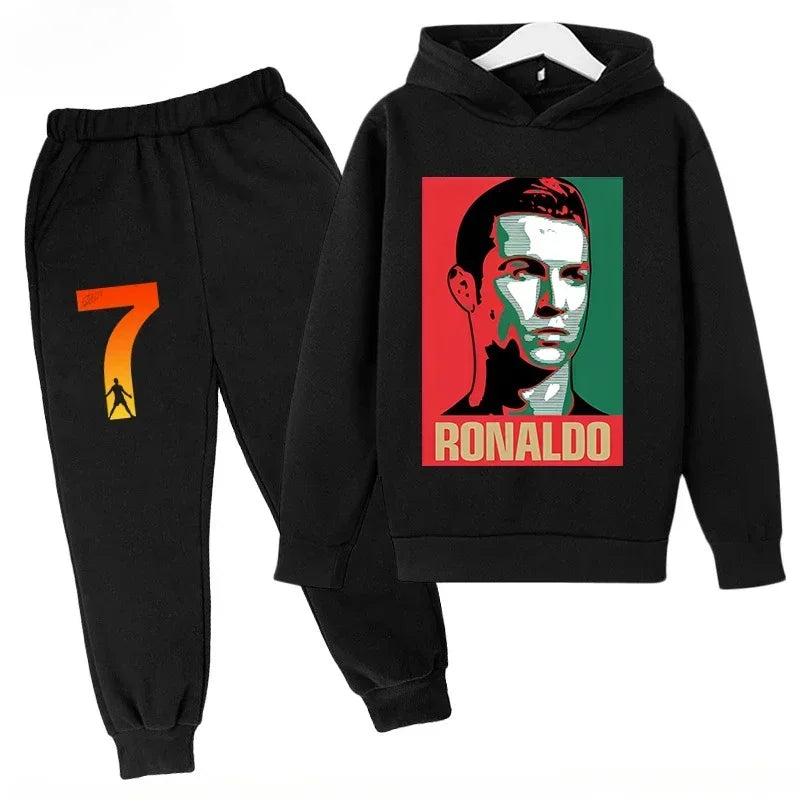 Chándal de Secado Rápido CR7 para Niños de 7 a 13 Años, Ronaldo 7 #   Conjunto Deportivo Estampado, Ropa Deportiva Transpirable, Ropa Infantil de Boutique