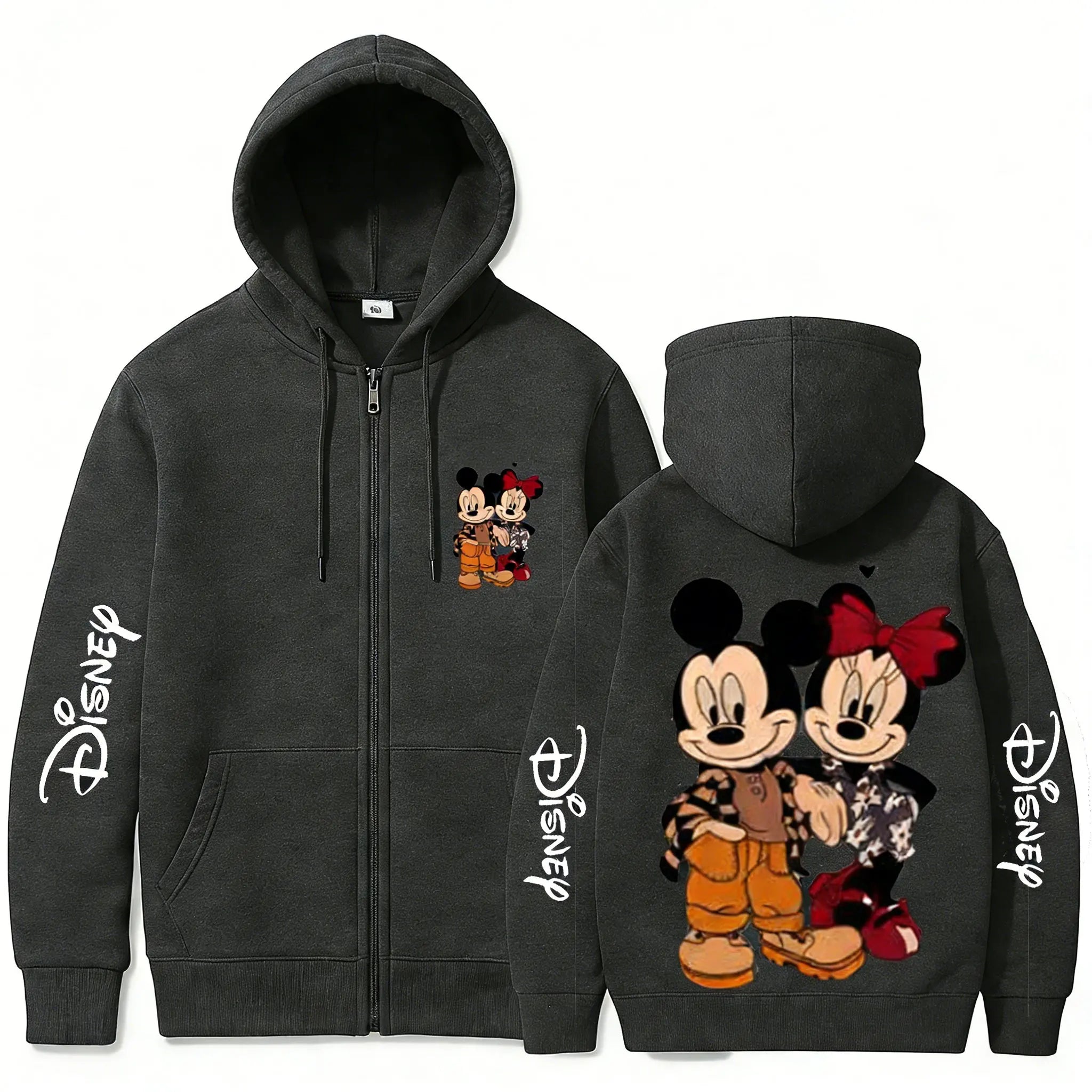 Sudadera con capucha y cremallera de Disney Mickey Minnie para hombre y mujer, ropa de calle de manga larga, Tops informales para primavera y verano, 2026