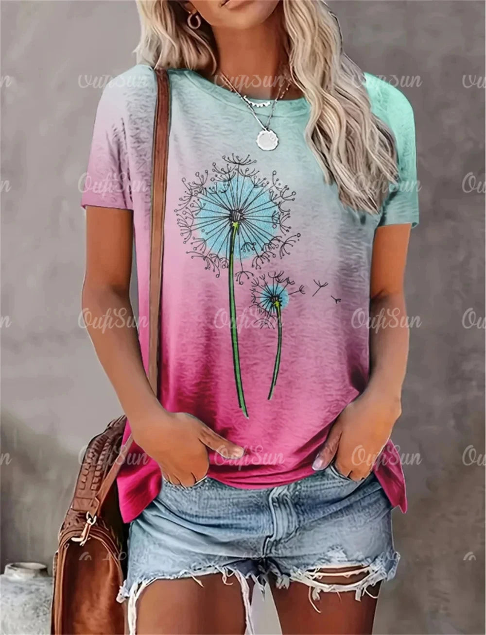 Camiseta con estampado de corazón para mujer, ropa de gran tamaño, camisetas, blusa de cuello redondo, diseño Original, nuevo estilo 2024