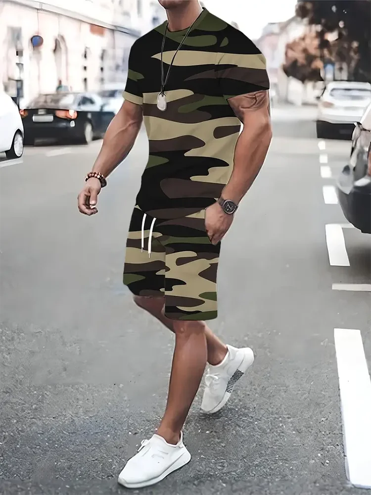 Camisetas de verano al aire libre de moda de calle para hombre Casual diario pantalones cortos deportivos para Hombre Camisetas y conjuntos de pantalones cortos con cordón para hombre