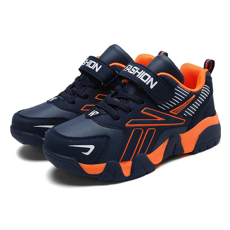 Zapatillas de deporte de moda para niños, zapatos de tenis cómodos de cuero para correr, zapatos deportivos ligeros para caminar al aire libre para niños