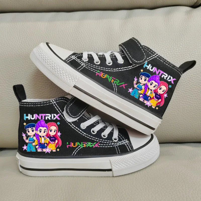 Kpop Demon Hunter zapatos de lona para niños, zapatillas altas para niñas, zapatos deportivos transpirables, zapatos de tenis para correr al aire libre para estudiantes