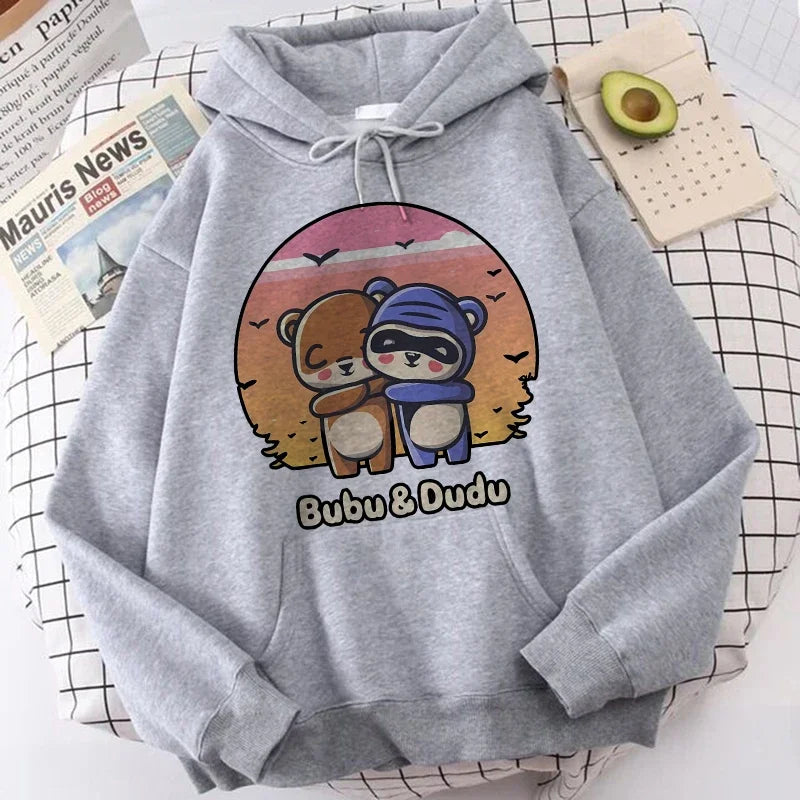 Ropa de calle gótica de dibujos animados para hombre y mujer, sudaderas con capucha con estampado de Bubu Dudu Y2k, divertidas sudaderas Kawaii, ropa con capucha con gráfico Vintage de los años 90