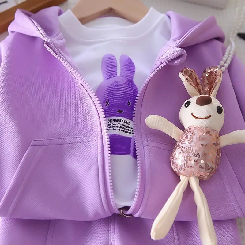 Conjunto Bebé Niña 3 Piezas - Abrigo + Camiseta + Pantalón