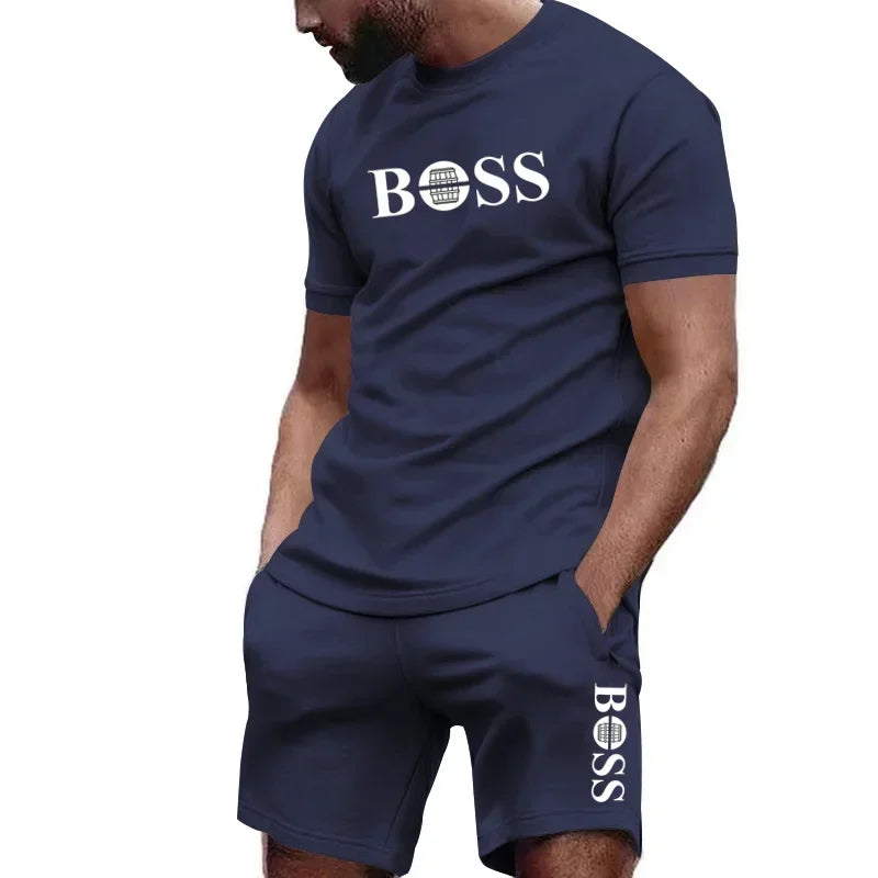 Conjunto deportivo de dos piezas para hombre, camiseta de manga corta y pantalones, ropa deportiva para correr y fitness, verano 2026, gran descuento