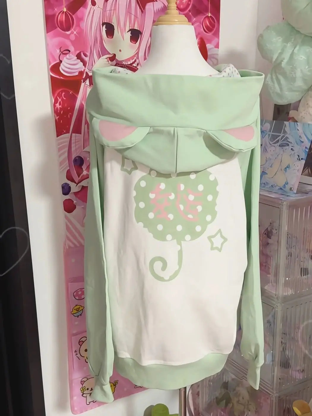 Sudadera Kawaii japonesa de manga larga para mujer, sudaderas informales con subcultura, abrigo con estampado de remaches, ropa elegante de estilo dulce y bonito para mujer