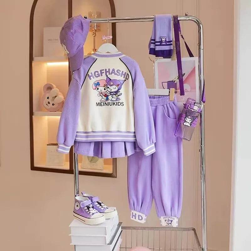 Conjunto Kuromi Sanrio Niña - Chaqueta + Camiseta + Pantalón