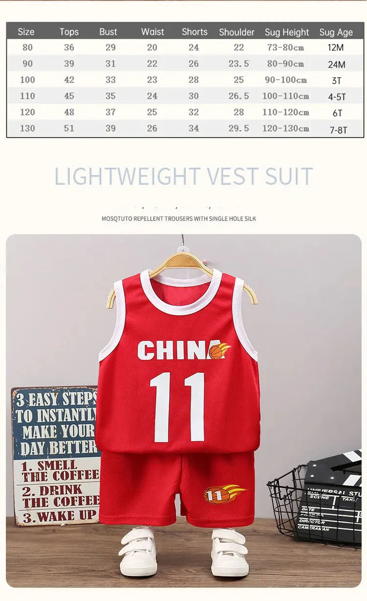 Conjuntos para niños, camiseta sin mangas de verano para niños, conjunto de pantalones cortos, camiseta sin mangas para exteriores de secado rápido, conjuntos de pantalones cortos, deporte para niños, baloncesto Tr