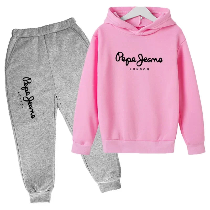 Ocio estampado de letras 2 uds Sudadera con capucha + Pantalones chándales 3-13 años niños niñas primavera otoño trajes ropa de calle ropa para niños